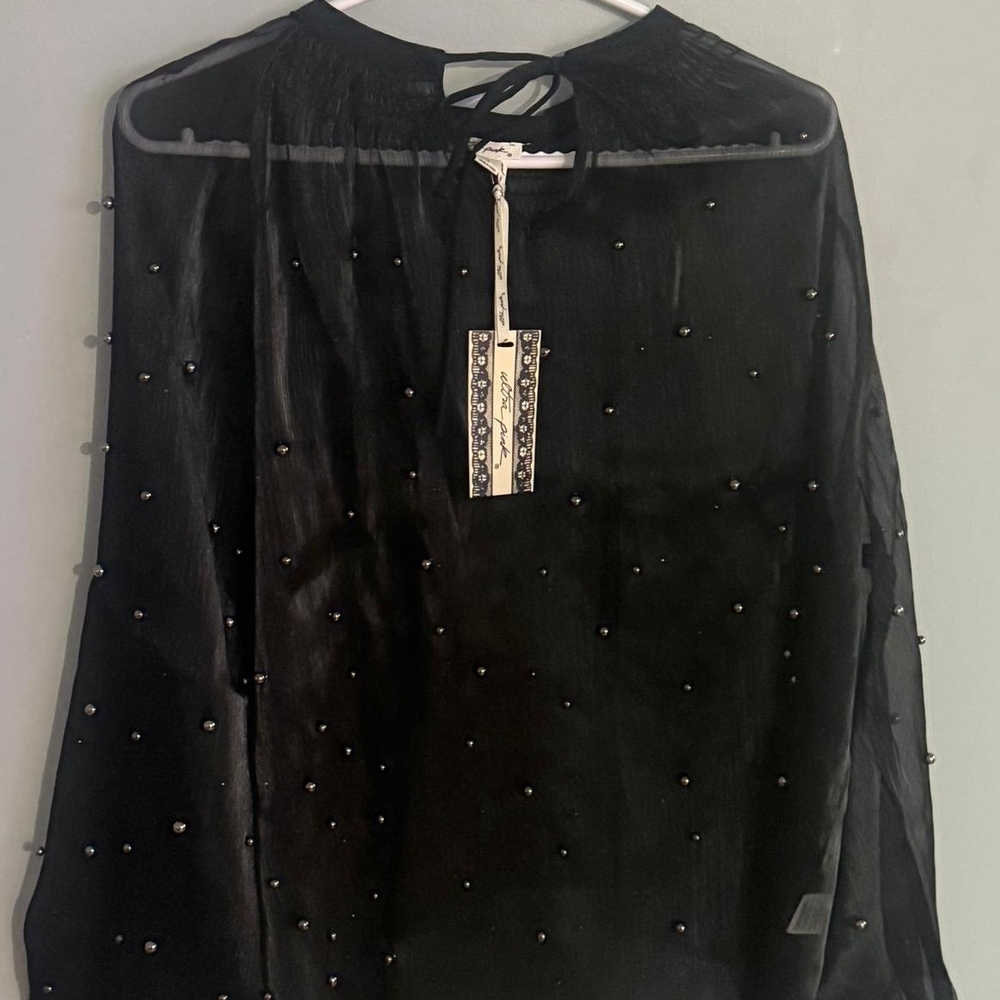 Ultra Pink Elegant Black Beaded Blouse - Picture 1 of 2